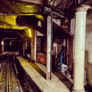 Unique scene from subway tour: Abandoned NYC subway station. Offered by New York City Tours by Gary